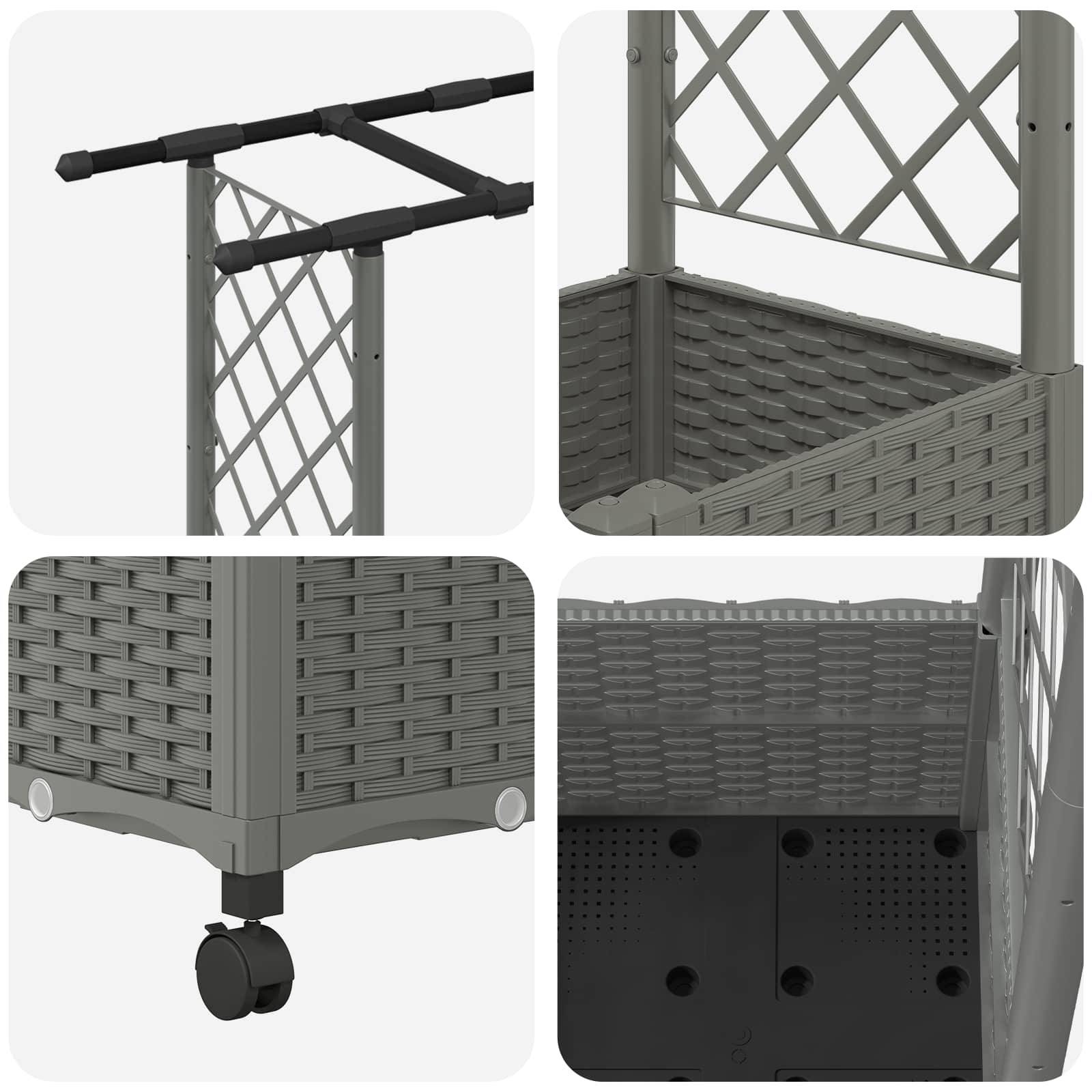 ComfortXL - Bac potager avec treillis toit PP jardin support plantes 124cm gris - ComfortXL Outdoor Living - Image 6