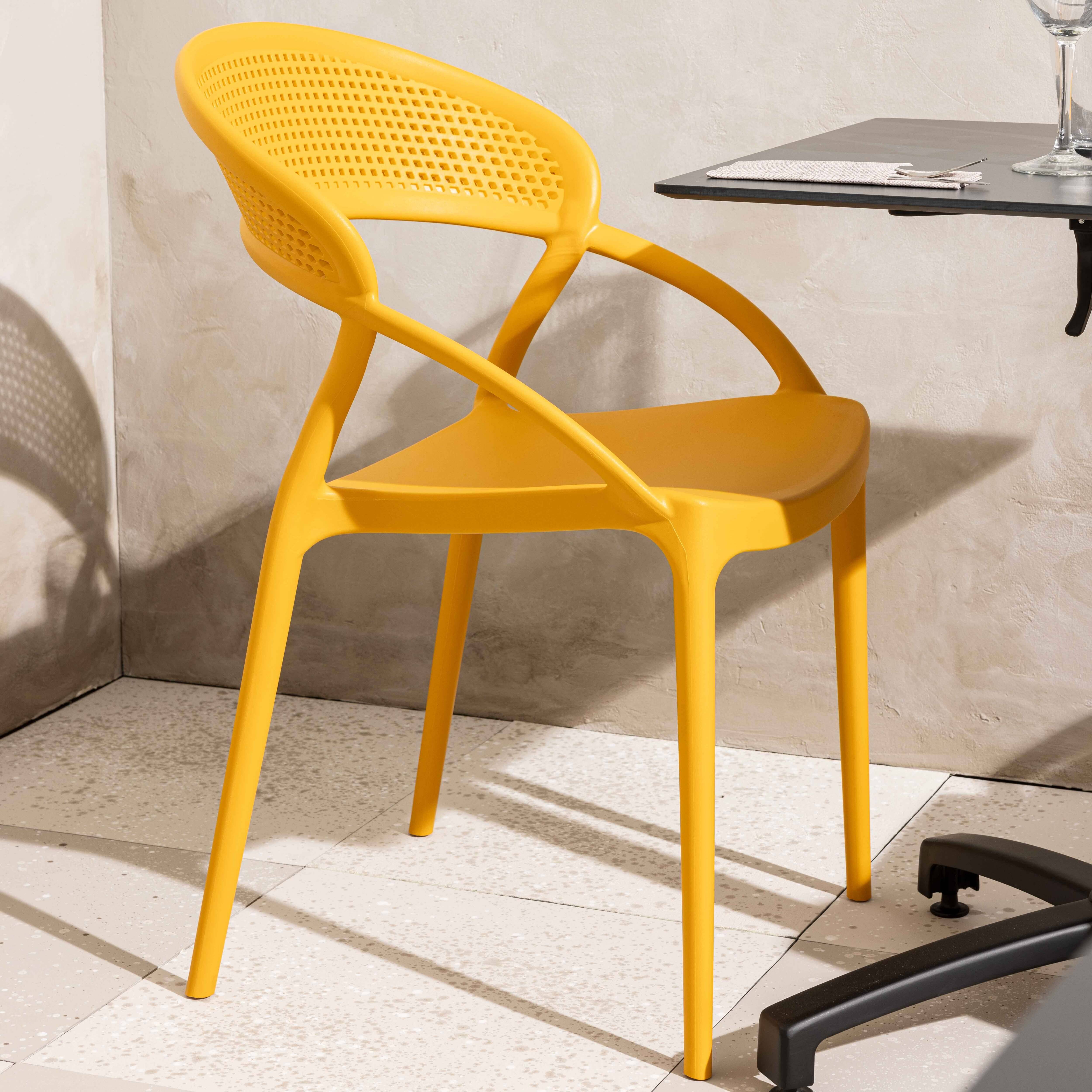 Oviala - Lot de 4 chaises de terrasse jaune moutarde Madrid - Oviala - Image 5