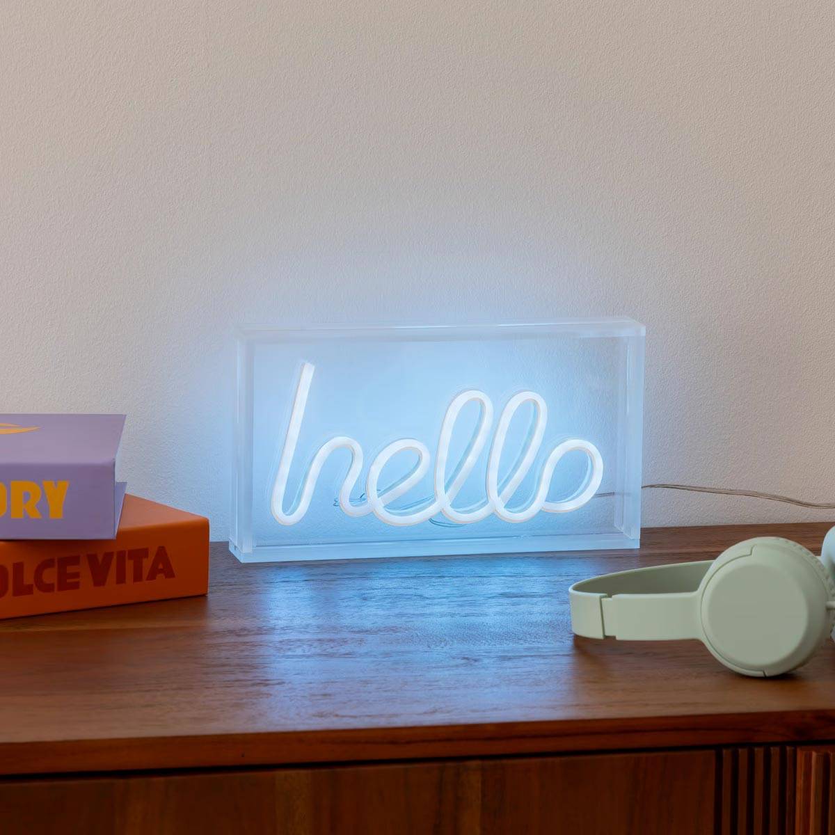 Lampe Néon LED à Poser "Hello" 23cm Bleu - Image 6