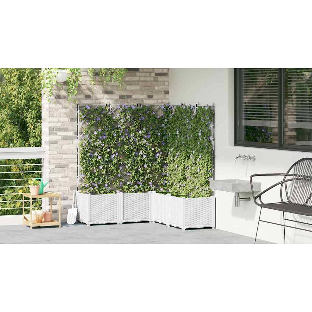 Cache-pot de jardin 5 pcs | Bac à fleurs Blanc 120 x 120 x 143 cm Acier - Image 4