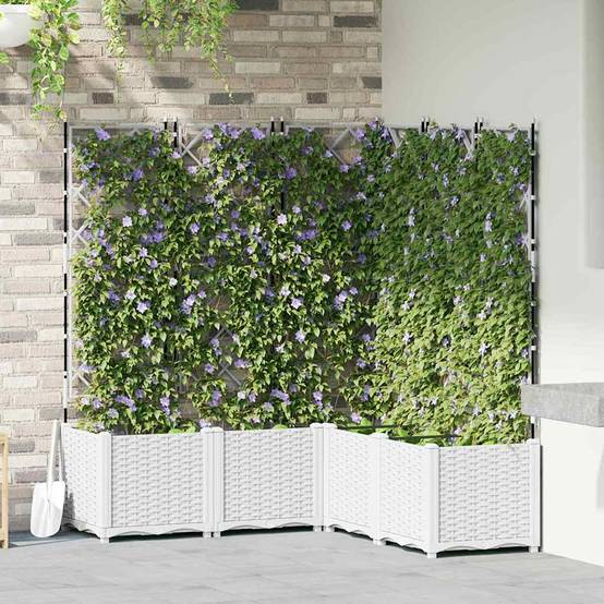 Cache-pot de jardin 5 pcs | Bac à fleurs Blanc 120 x 120 x 143 cm Acier - Image 2
