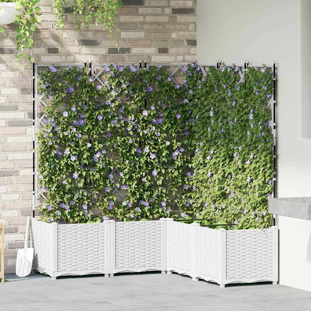 Cache-pot de jardin 5 pcs | Bac à fleurs Blanc 120 x 120 x 143 cm Acier - Image 2