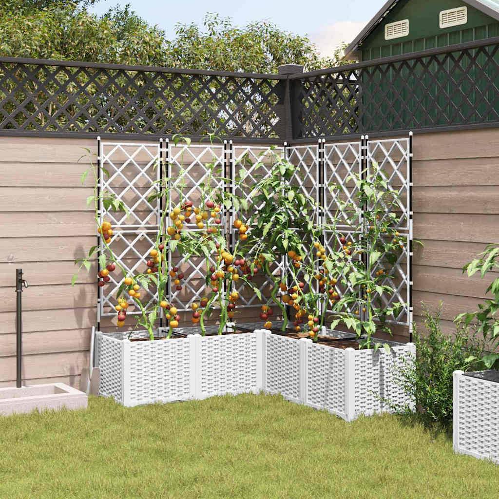 Cache-pot de jardin 5 pcs | Bac à fleurs Blanc 120 x 120 x 143 cm Acier - Image 3