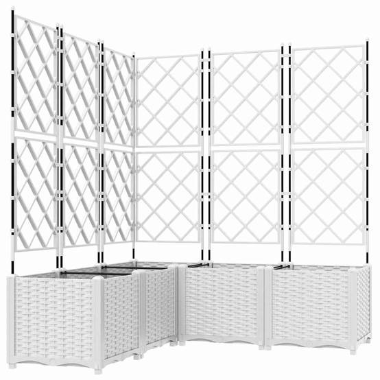 Cache-pot de jardin 5 pcs | Bac à fleurs Blanc 120 x 120 x 143 cm Acier - Image 1