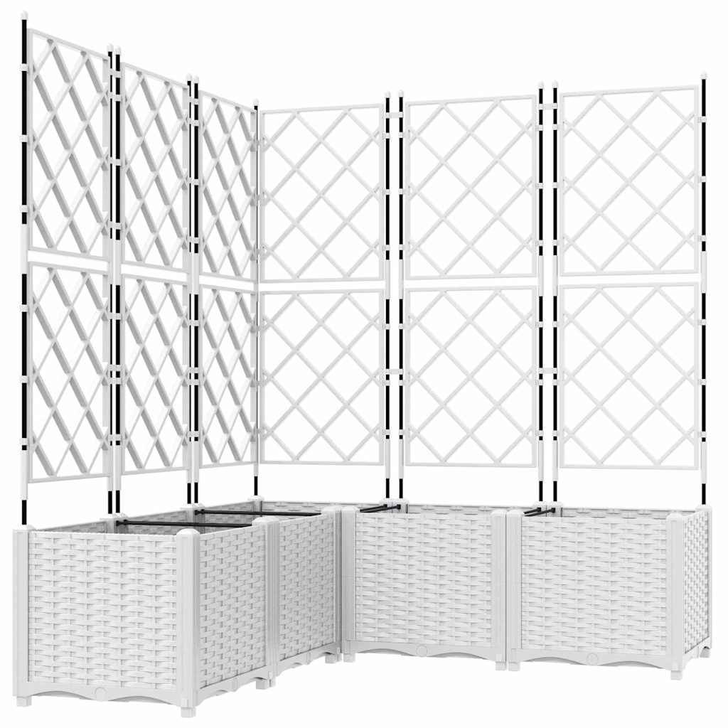 Cache-pot de jardin 5 pcs | Bac à fleurs Blanc 120 x 120 x 143 cm Acier - Image 1