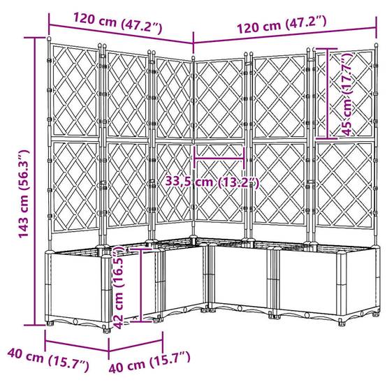 Cache-pot de jardin 5 pcs | Bac à fleurs Blanc 120 x 120 x 143 cm Acier - Image 8
