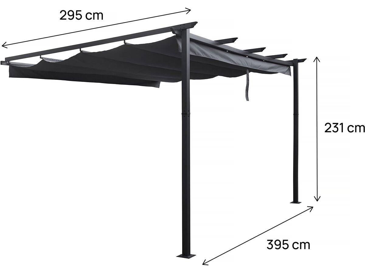 Pergola Adossée En Aluminium Avec Toit Rétractable-  3 X 4 M -  Gris -habitat Et Jardin - Image 4