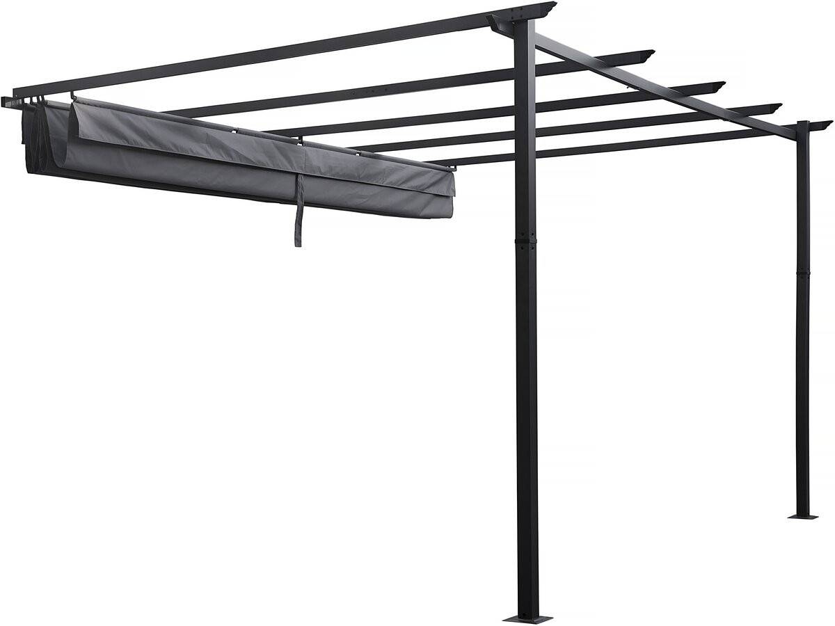 Pergola Adossée En Aluminium Avec Toit Rétractable- 3 X 4 M - Gris -habitat Et Jardin - Image 3