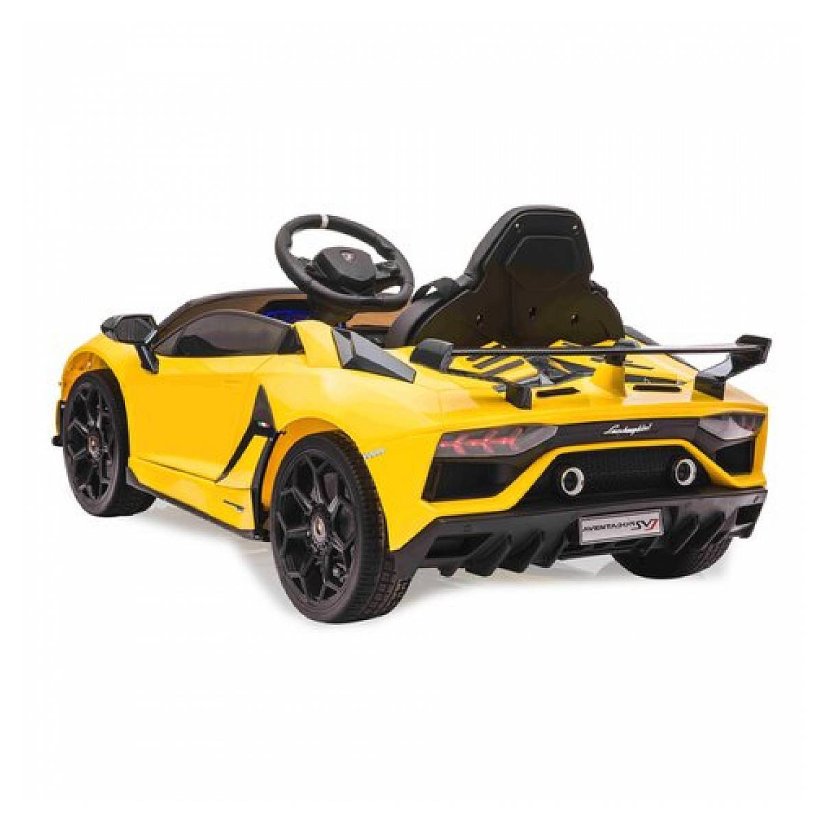 Voiture électrique Lamborghini Aventador SVJ jaune 12V avec télécommande 2,4GHz - Image 2