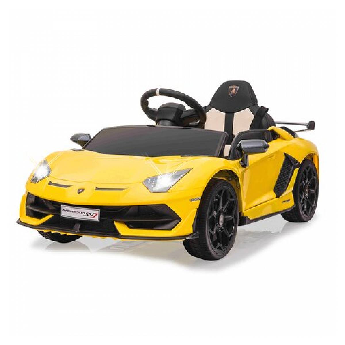 Voiture électrique Lamborghini Aventador SVJ jaune 12V avec télécommande 2,4GHz - Image 1
