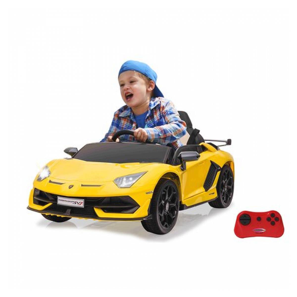 Voiture électrique Lamborghini Aventador SVJ jaune 12V avec télécommande 2,4GHz - Image 4