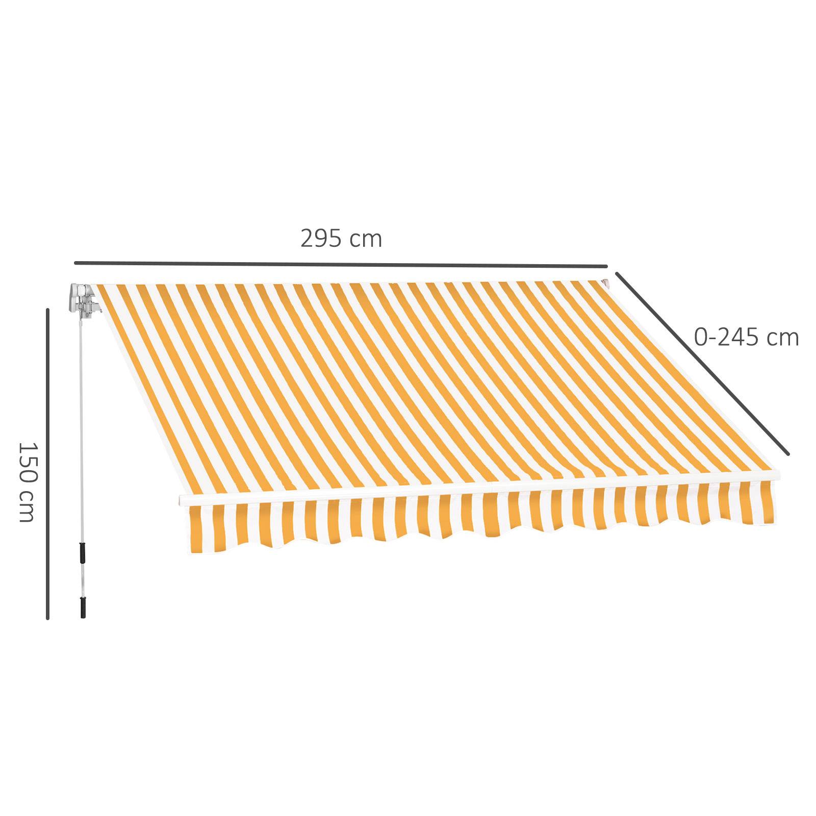 Store mural orange 295x245 cm avec bras articulé et manivelle en aluminium, protection solaire design sobre pour façade pratique et coloré - Image 5