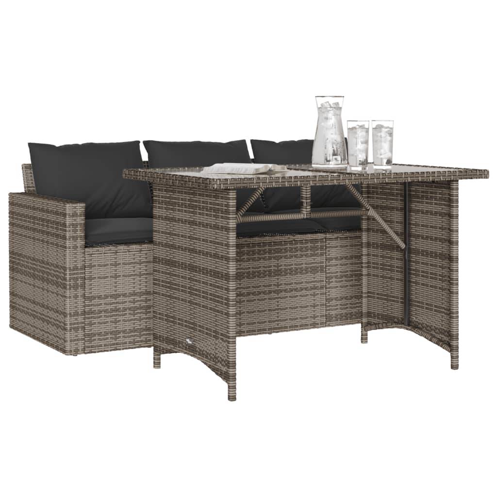 Maison Chic - Ensemble de 2 pcs table de jardin et chaises avec coussins - mobilier de jardin gris rotin-JU2780 - Image 3