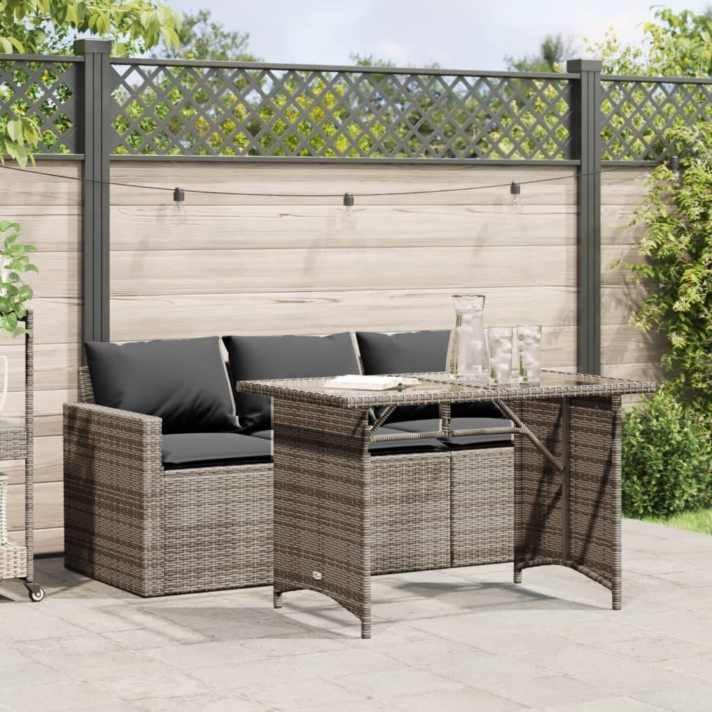 Maison Chic - Ensemble de 2 pcs table de jardin et chaises avec coussins - mobilier de jardin gris rotin-JU2780 - Image 2