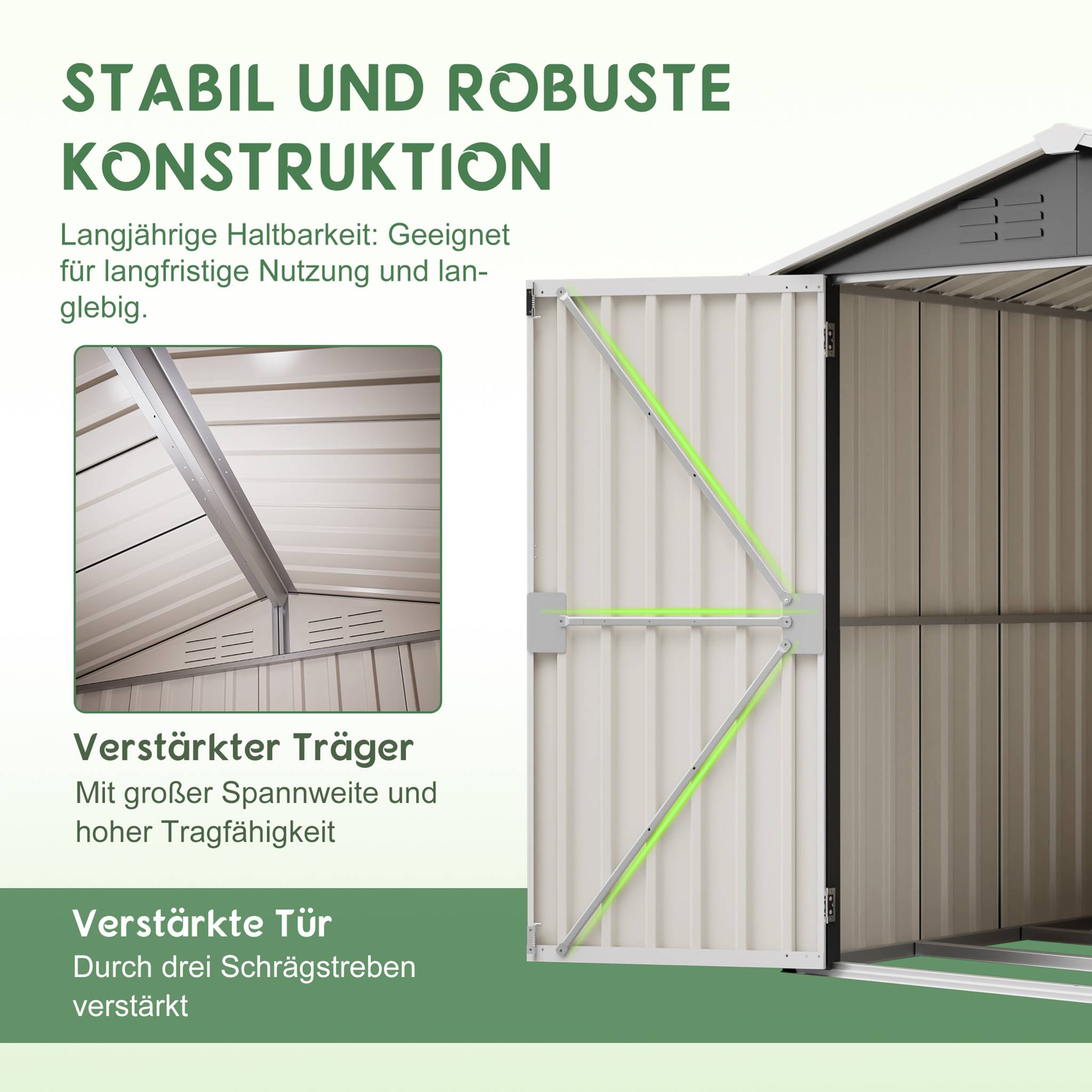 Abri Jardin Métal Acier Rangement Outils 142x185cm Gris - ComfortXL Outdoor Living - Image 4