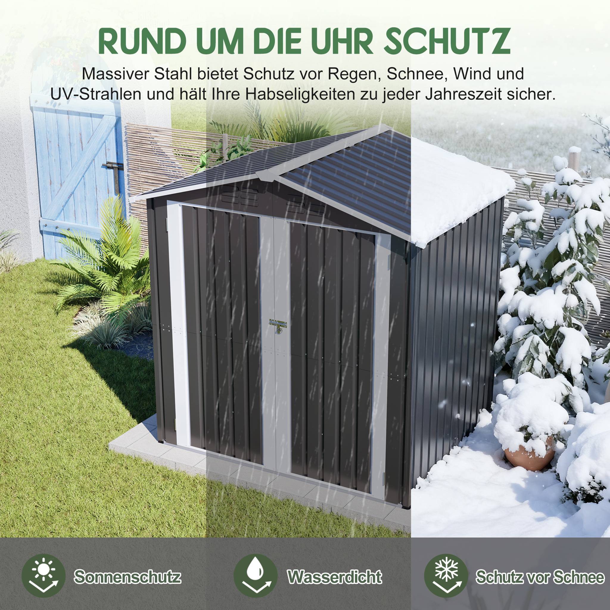 Abri Jardin Métal Acier Rangement Outils 142x185cm Gris - ComfortXL Outdoor Living - Image 9