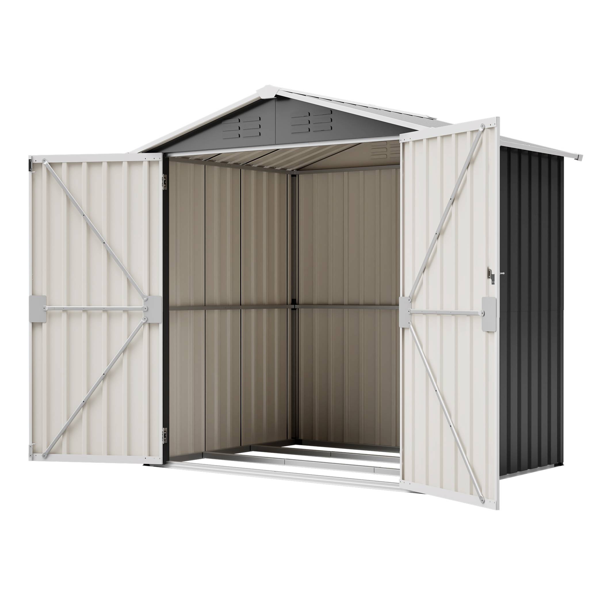 Abri Jardin Métal Acier Rangement Outils 142x185cm Gris - ComfortXL Outdoor Living - Image 2