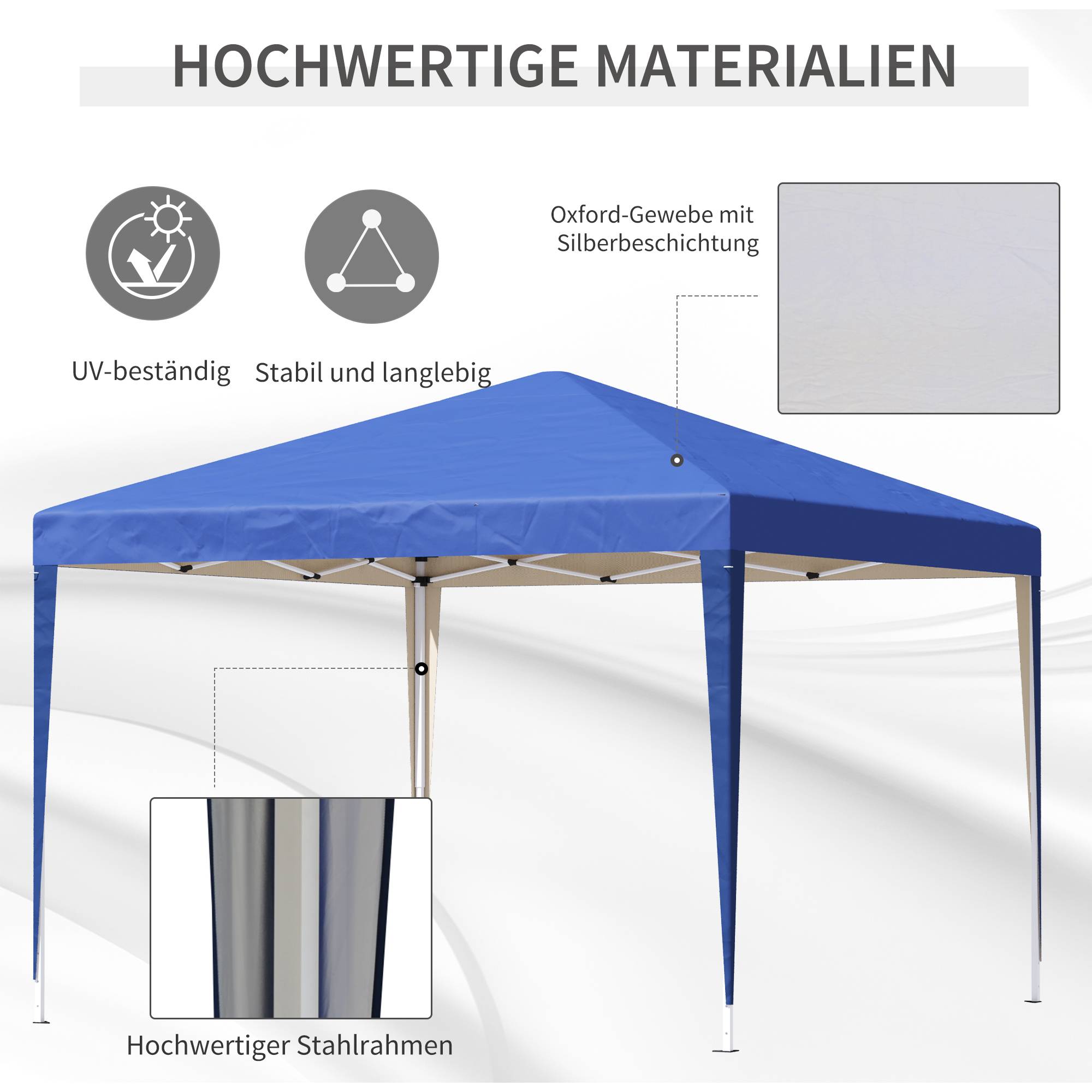 Tonnelle Pliante Pop-up 3x3m Acier Oxford Imperméable Anti-UV Bleu - ComfortXL Outdoor Living - Image 4