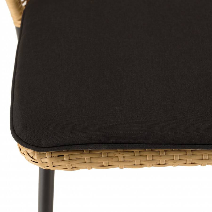 Macabane - MALO - SALON DE JARDIN 4 PERS. - 1 Table ronde 120x120cm et 4 chaises beiges et noires - Image 10