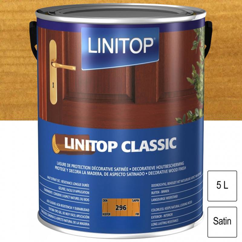 Linitop - Lasure de protection décorative Classic Sapin satin 5L LINITOP