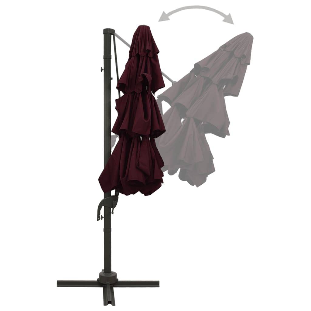 Helloshop26 - Parasol à 4 niveaux avec mât en aluminium 3 x 3 m bordeaux - Image 5