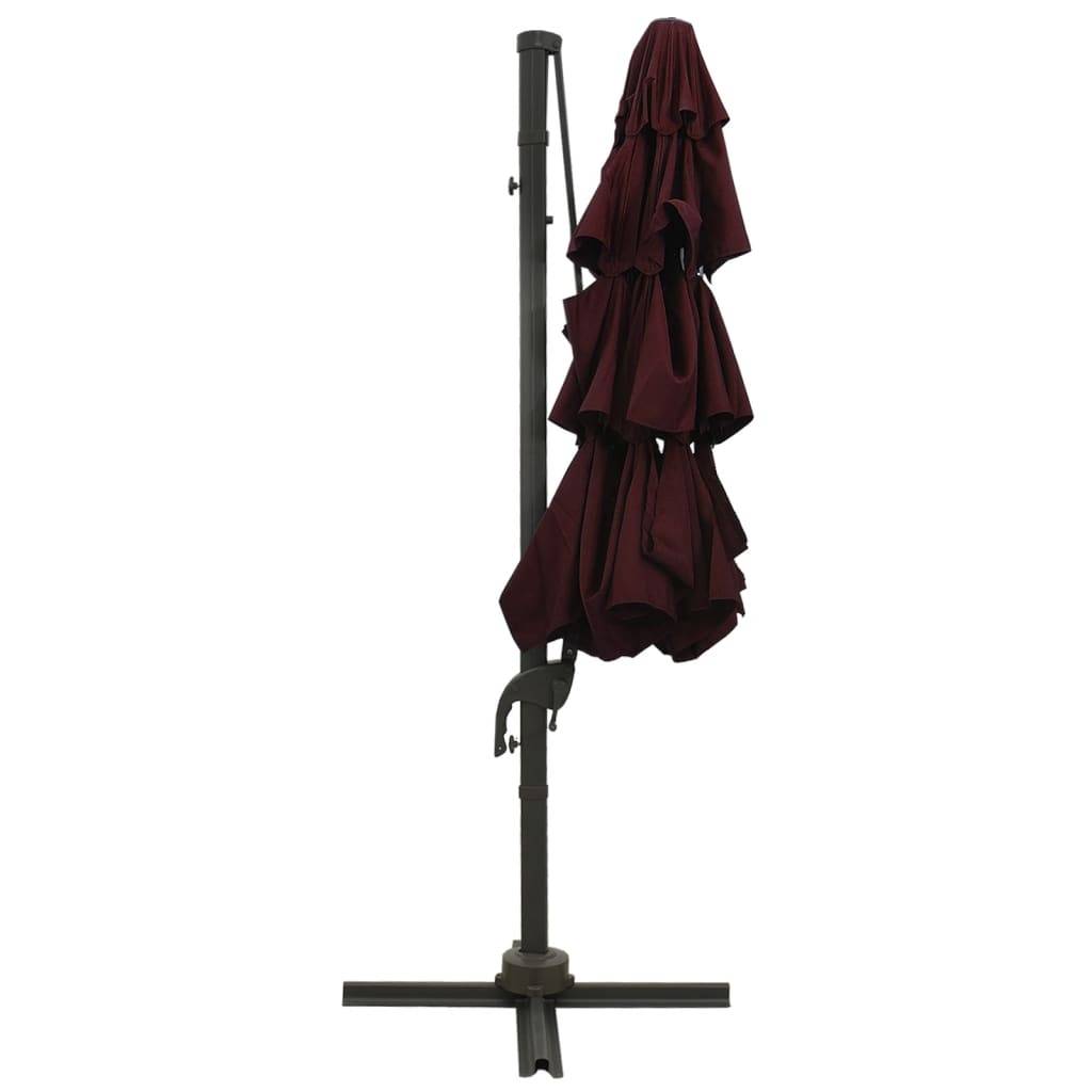 Helloshop26 - Parasol à 4 niveaux avec mât en aluminium 3 x 3 m bordeaux - Image 4