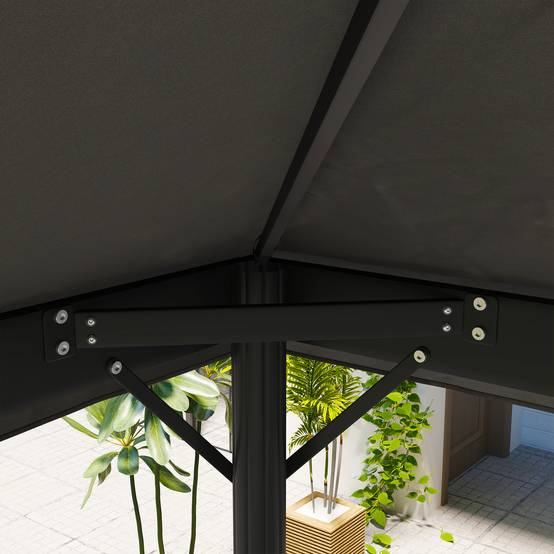 Outsunny - Toile de rechange pavillon tonnelle 4x3m toit double trous drainage polyester 370g/m² UPF30+ gris - OUTSUNNY - Image 6