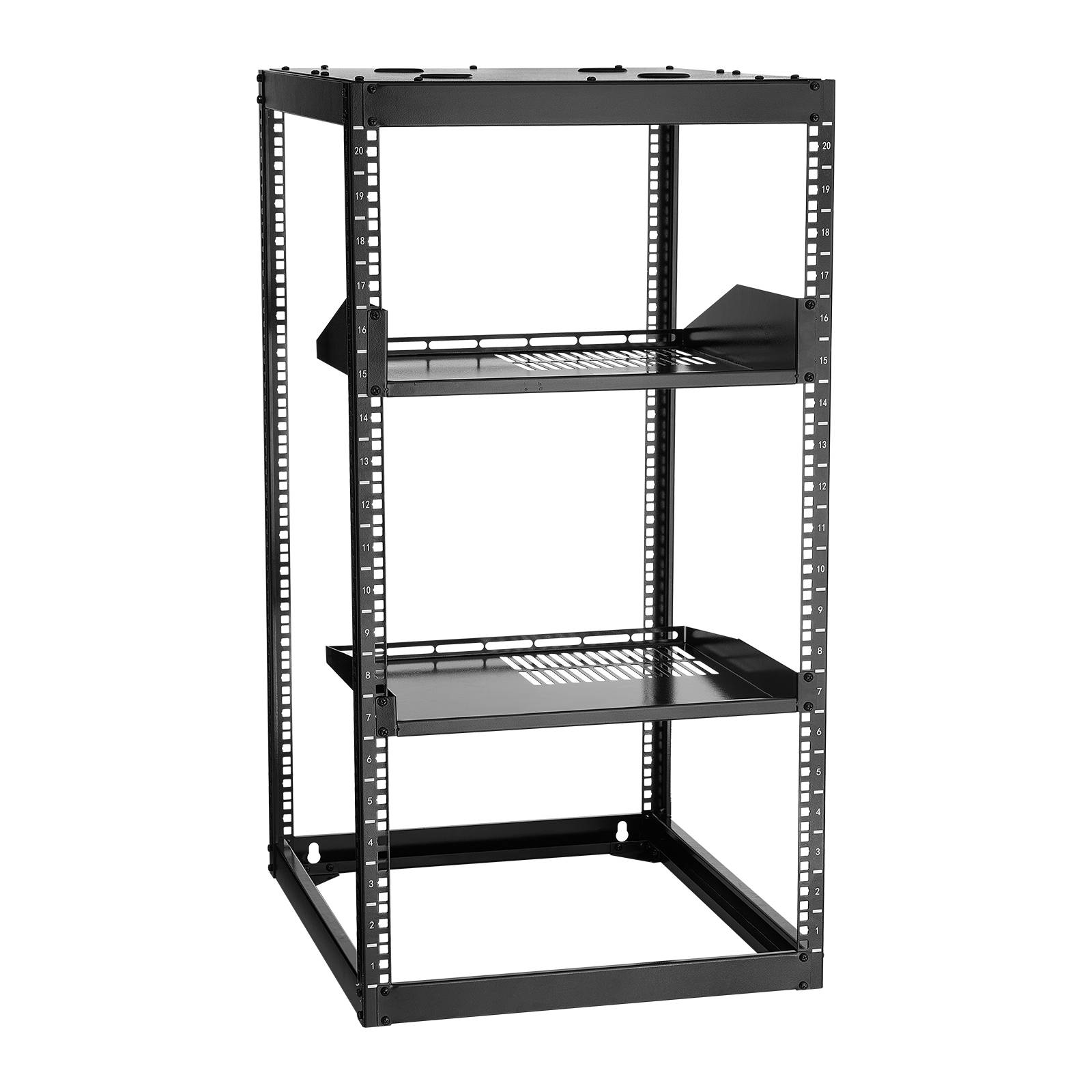 Vevor - VEVOR Rack serveur 20U cadre ouvert, profondeur 585 mm, montage 19 po, étagères ventilées et kit de montage inclus. - Image 1