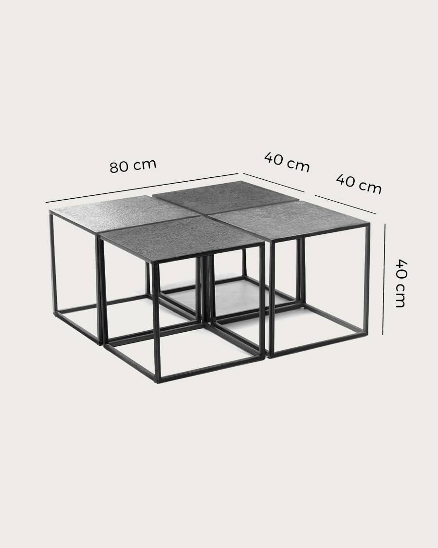 Domino - Table basse carrée en métal bicolore noir et doré - UNIQKA - Image 6