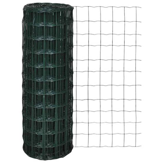 Grillage Euro Acier Plastifié Clôture Jardin Volaille Maille 76x63mm Vert 25x0,8m - ComfortXL Outdoor Living - Image 1