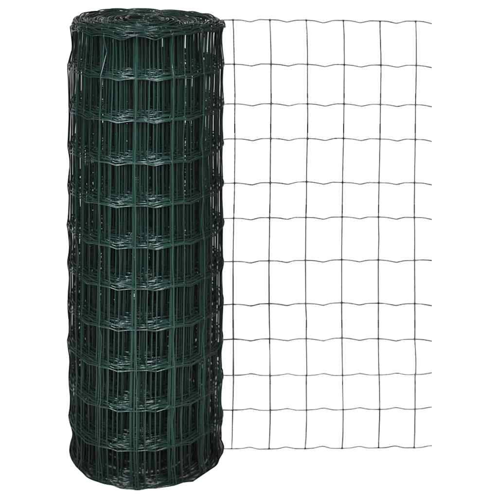 Grillage Euro Acier Plastifié Clôture Jardin Volaille Maille 76x63mm Vert 25x0,8m - ComfortXL Outdoor Living - Image 1