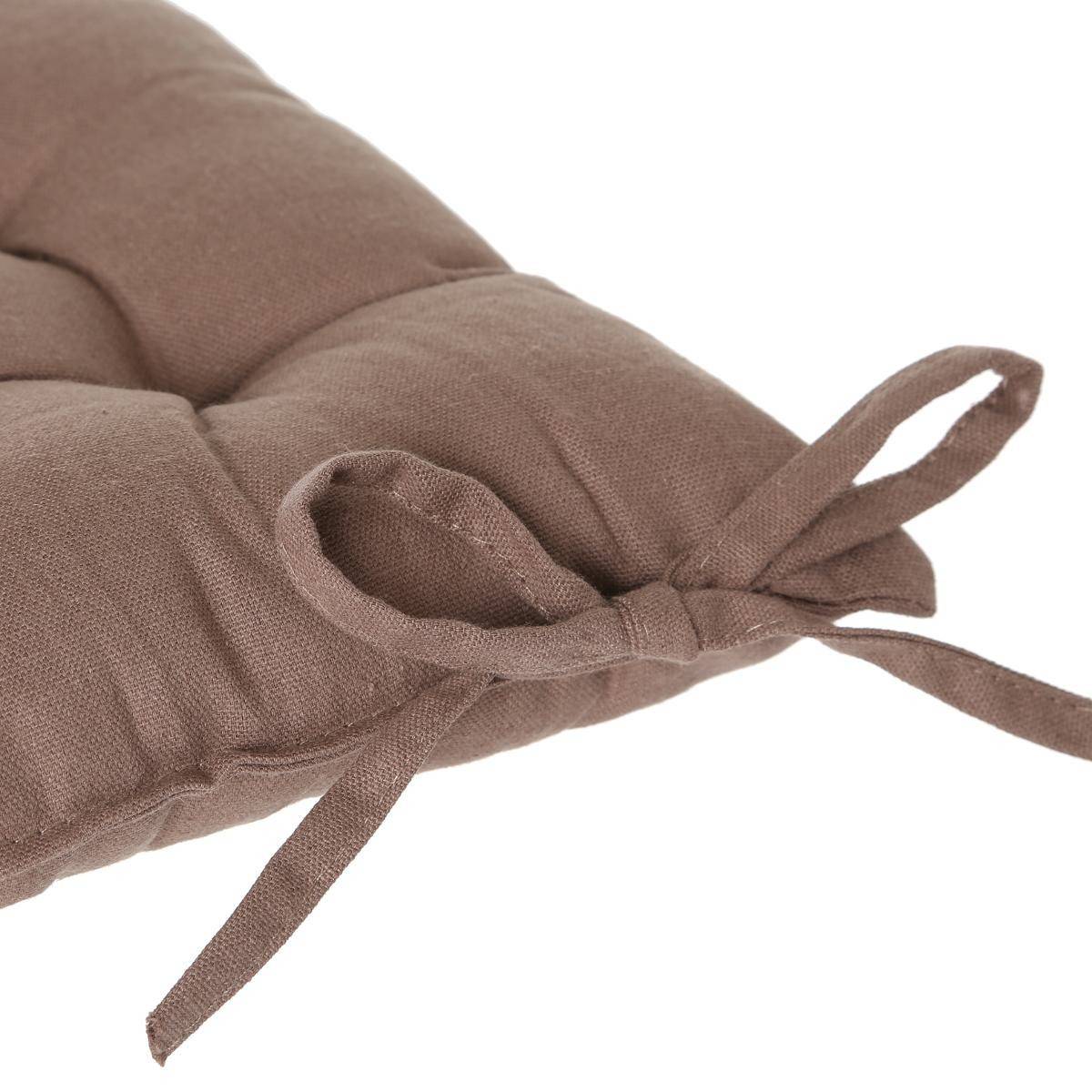 Lot de 2 Galettes de chaise en Coton Taupe 38 x 38 cm - Image 2