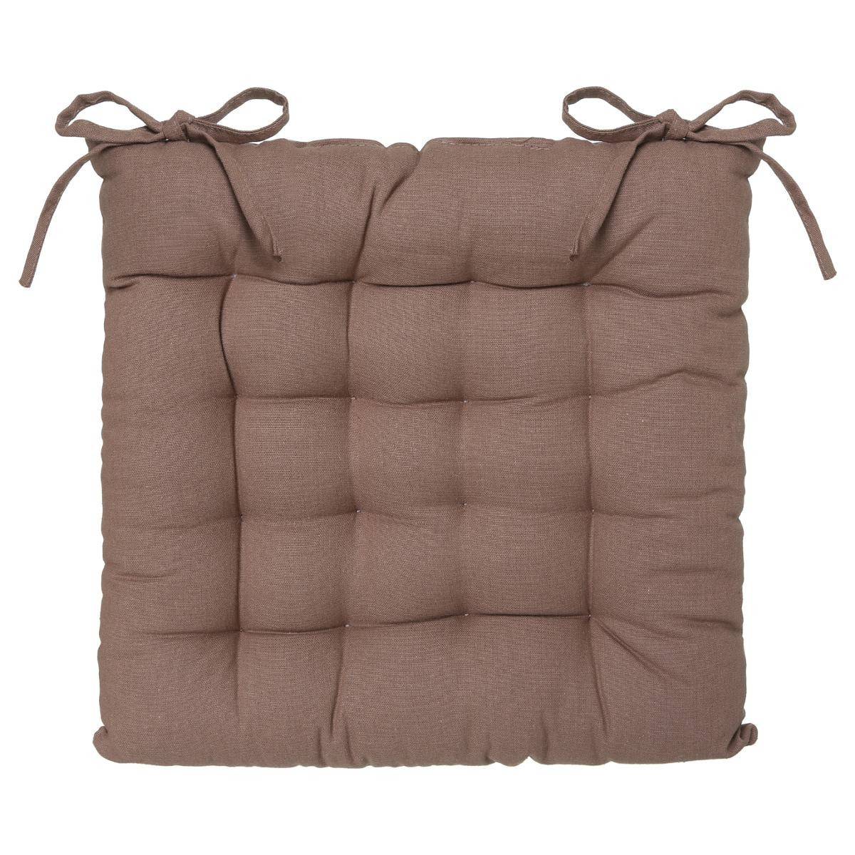 Lot de 2 Galettes de chaise en Coton Taupe 38 x 38 cm - Image 3