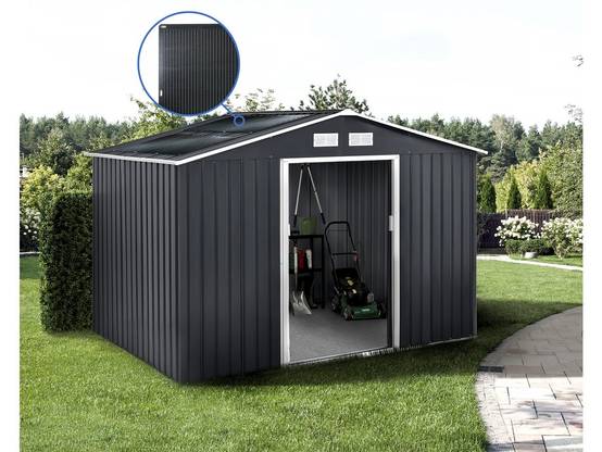Abri De Jardin Métal - "vegas" - 7.06 M² Avec Panneaux Solaires - Gris -habitat Et Jardin - Image 2
