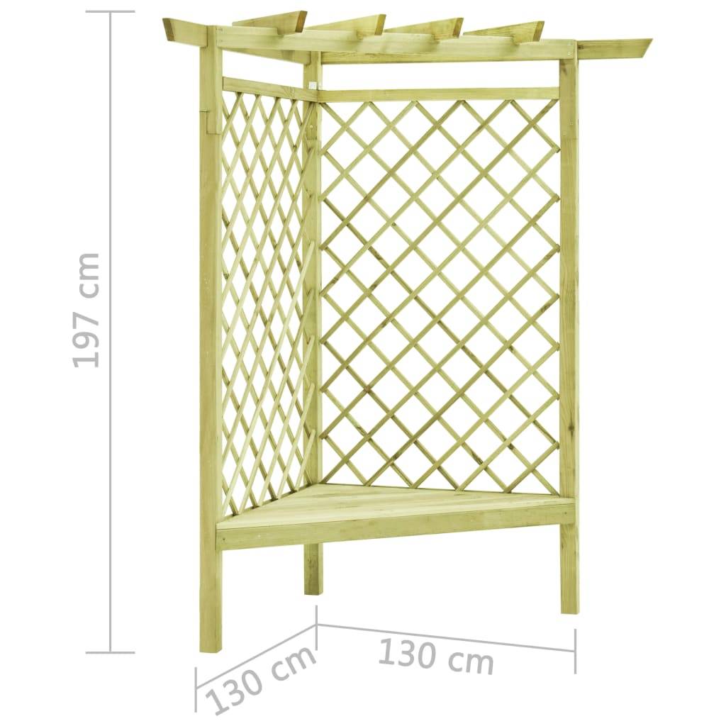 Pergola d'Angle Bois Pin Traité avec Banc pour Jardin Support Plantes Grimpantes 130x197 cm - ComfortXL Outdoor Living - Image 5