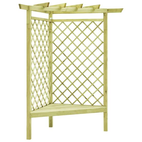 Pergola d'Angle Bois Pin Traité avec Banc pour Jardin Support Plantes Grimpantes 130x197 cm - ComfortXL Outdoor Living - Image 1