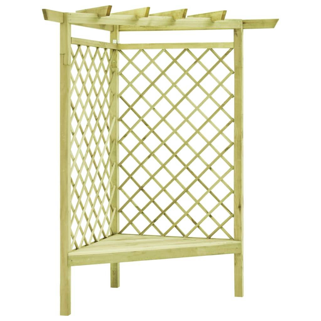 Pergola d'Angle Bois Pin Traité avec Banc pour Jardin Support Plantes Grimpantes 130x197 cm - ComfortXL Outdoor Living - Image 1
