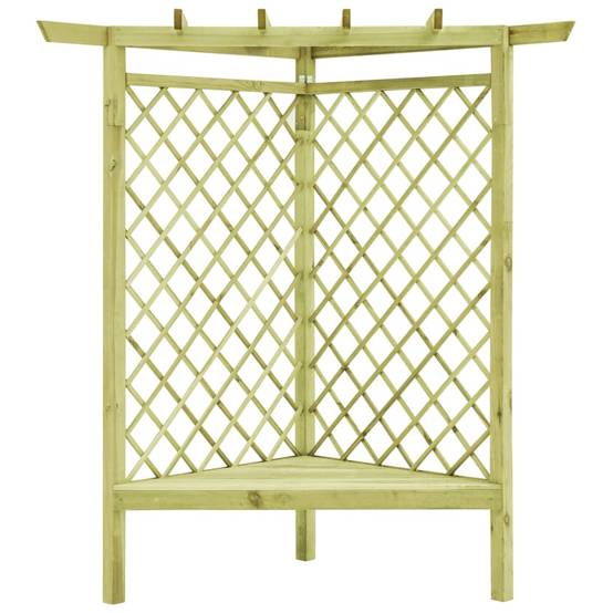 Pergola d'Angle Bois Pin Traité avec Banc pour Jardin Support Plantes Grimpantes 130x197 cm - ComfortXL Outdoor Living - Image 2