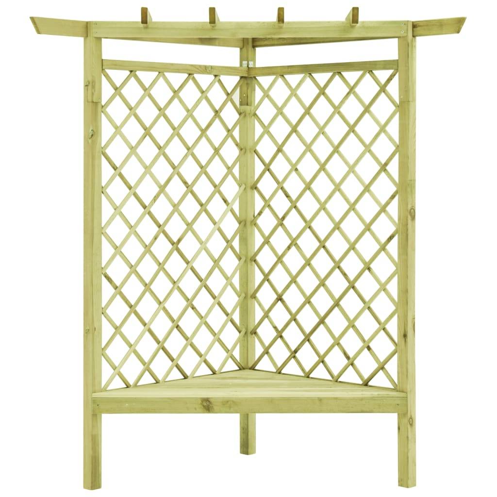 Pergola d'Angle Bois Pin Traité avec Banc pour Jardin Support Plantes Grimpantes 130x197 cm - ComfortXL Outdoor Living - Image 2
