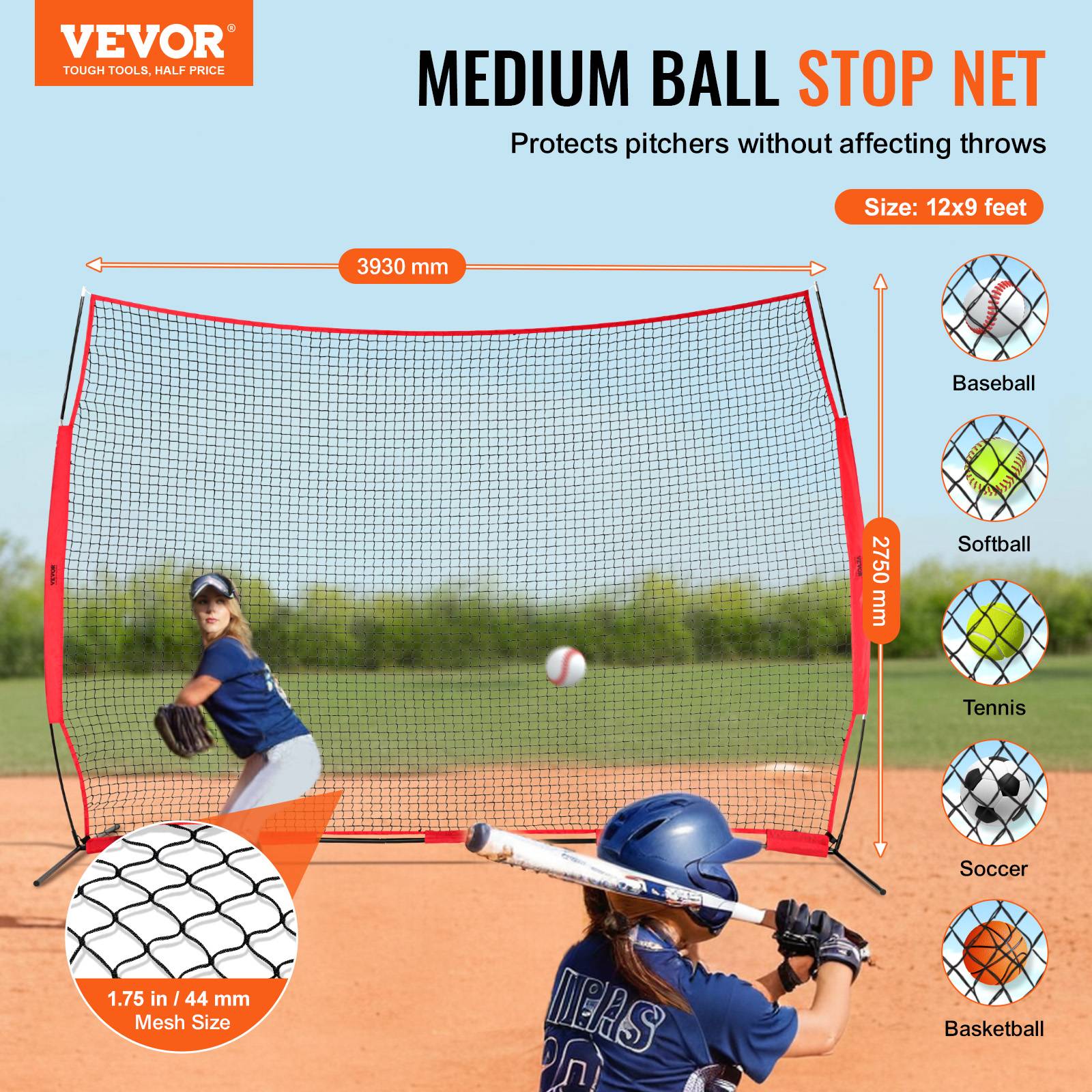 Vevor - VEVOR Filet d'Entraînement de Baseball Softball Filet Pare-ballons 393x275 cm - Image 2