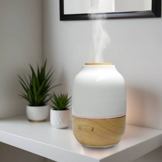 Zen'Arôme Diffuseur Huile Essentielle Purisia + 3 Huiles Essentielles "Trio de Noël" - Matériaux Naturels Bois et Céramique - Image 1