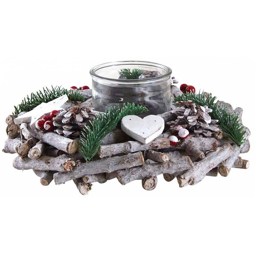 Aubry Gaspard - Photophore couronne de Noël en bois et verre - Image 2