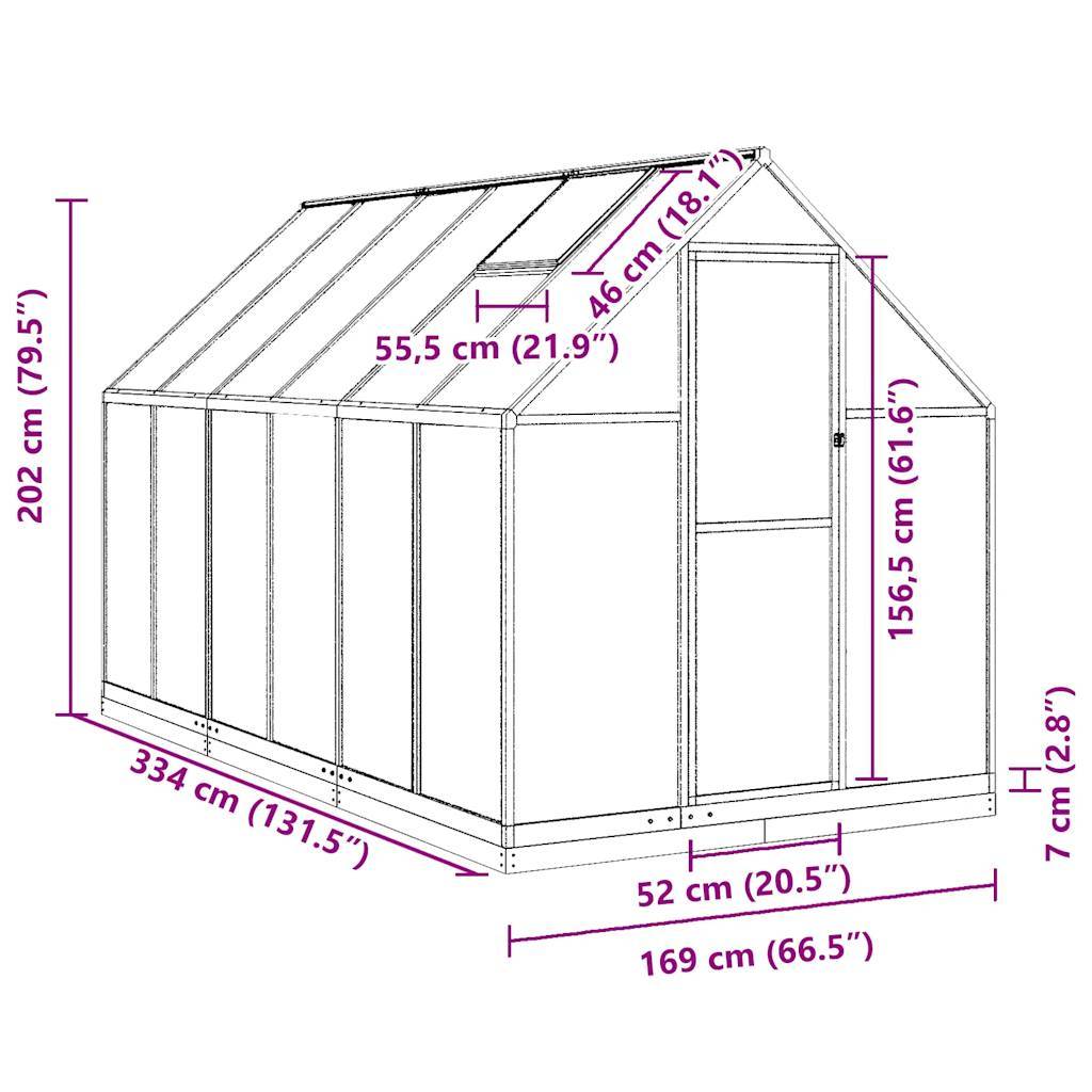Serre Jardin Aluminium Polycarbonate Culture 5,64m² Anthracite - ComfortXL Outdoor Living - Image 10