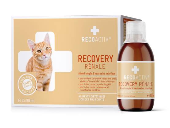 Recovery Rénale Tonique pour chats, 3 x 90 ml, en cas de troubles de la fonction rénale, pendant la convalescence, pour la prise de poids - RECOACTIV® - Image 1