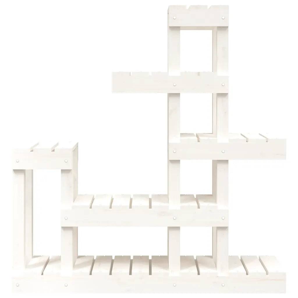 Support à plantes en bois massif maison jardin 92 x 25 x 97 cm design unique ambiance cosy en pin blanc - Image 2