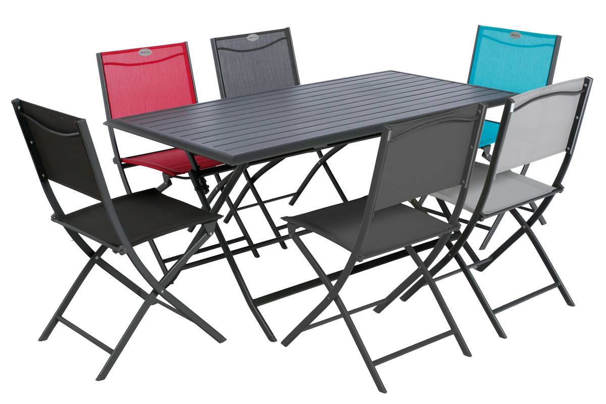 Hesperide - Table de jardin pliante rectangulaire "Azua" 6 places graphite en aluminium Hespéride - Image 3