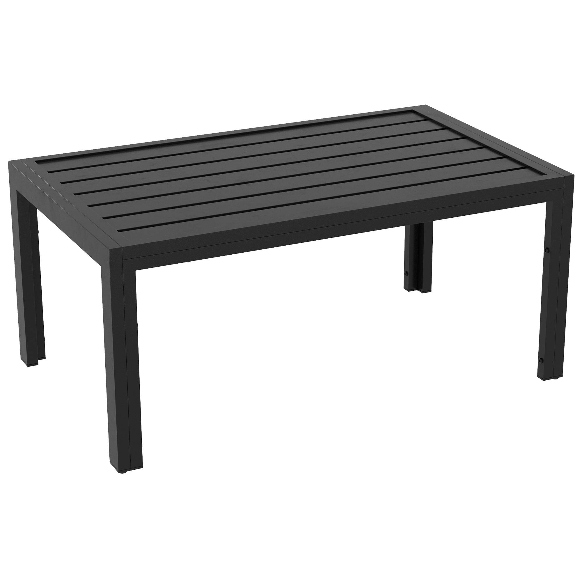 Table basse de jardin rectangulaire avec structure en acier galvanisé pour terrasse/patio, 101,5 x 61 x 46 cm, noire - Image 2