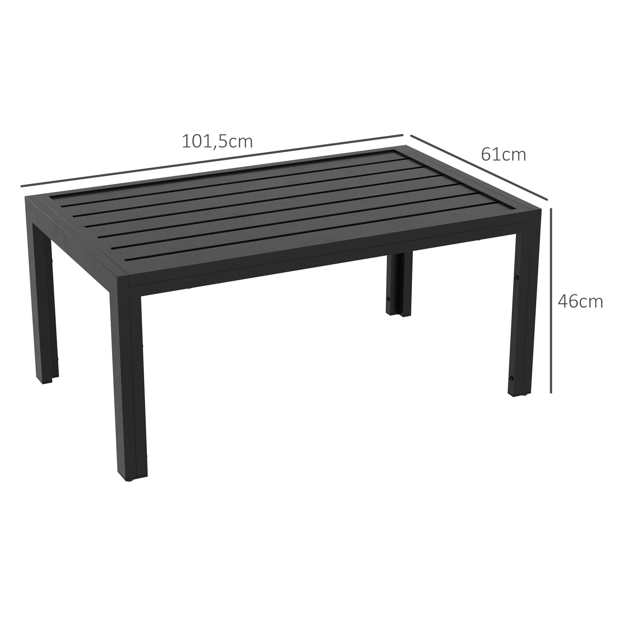 Table basse de jardin rectangulaire avec structure en acier galvanisé pour terrasse/patio, 101,5 x 61 x 46 cm, noire - Image 5
