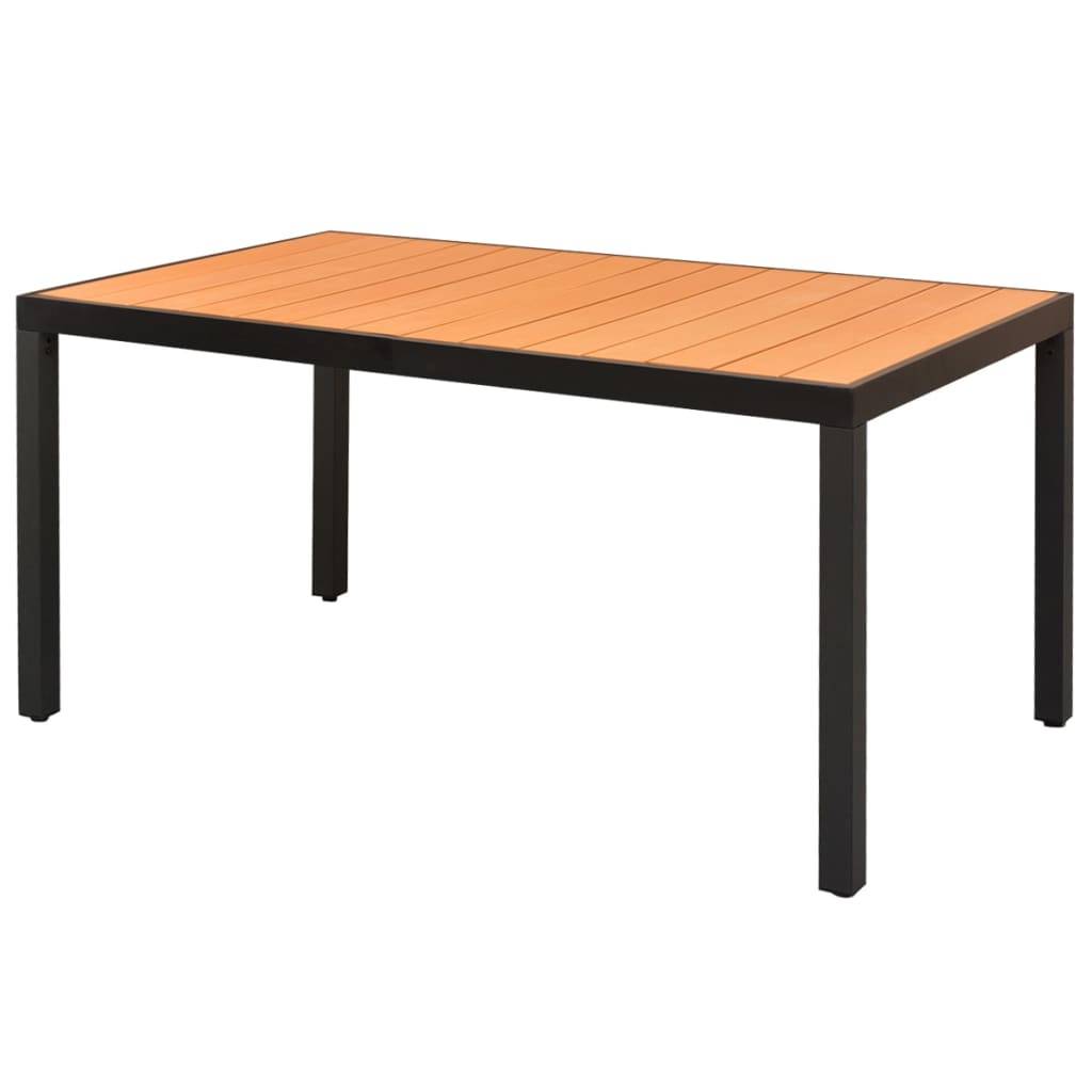 Table de jardin - Table Extérieure - Table De Patio Marron 150 x 90 x 74 cm Aluminium et WPC - Image 2