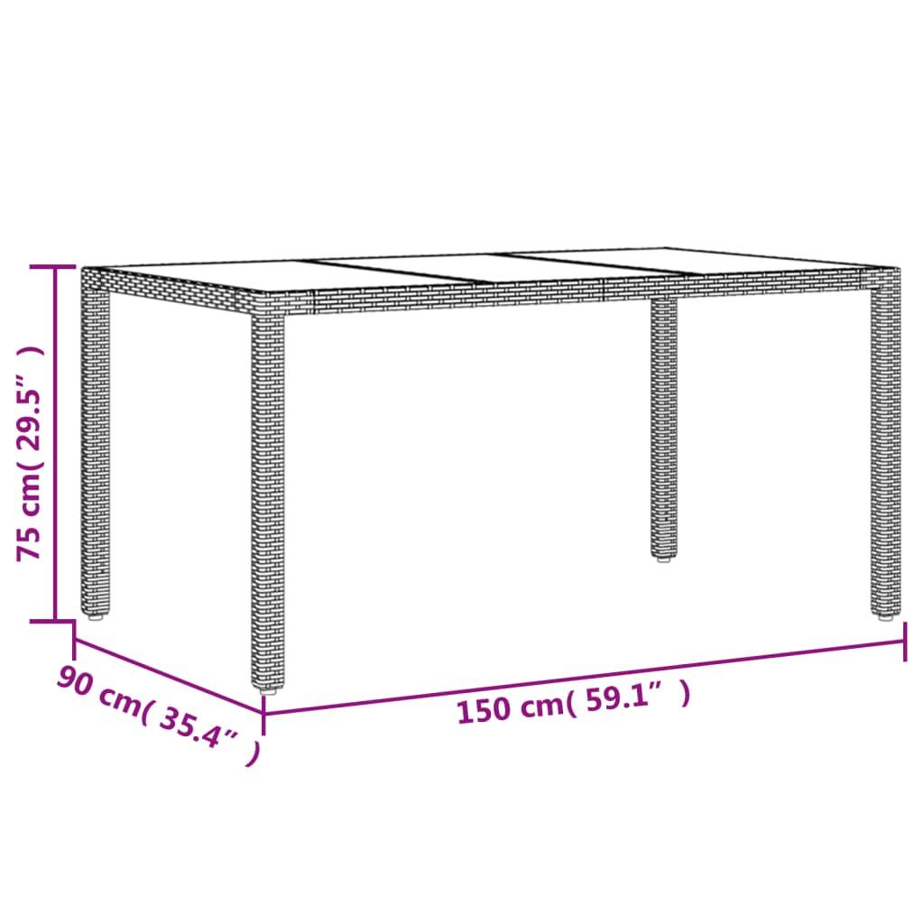 Ensemble Table et Chaises de Jardin 6 Personnes Résine Tressée et Acacia avec Coussins Confortables pour Repas Noir 150cm – ComfortXL Outdoor Living - Image 9